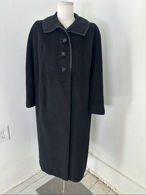 Vintage 60s Black Wool Mohoir Look Swing/ Pea Coat Glam Elegance
